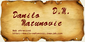 Danilo Matunović vizit kartica